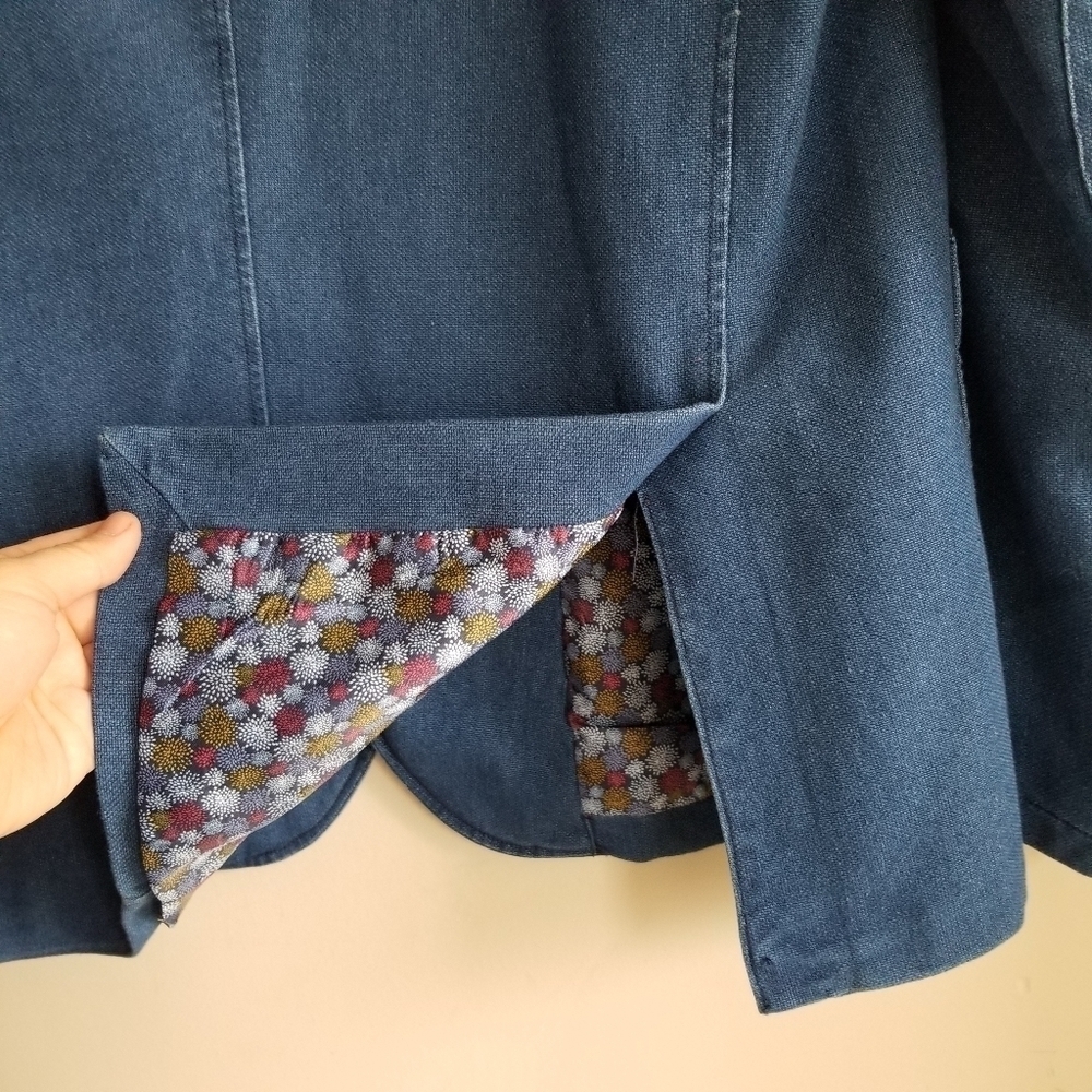 Soul of London Denim Cotton Blend Satin Lined Blazer In GUC Size 42 - Picture 3 of 12